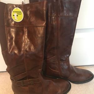 Wear Ever Savannah Brown Riding Boots Side Zip 7M